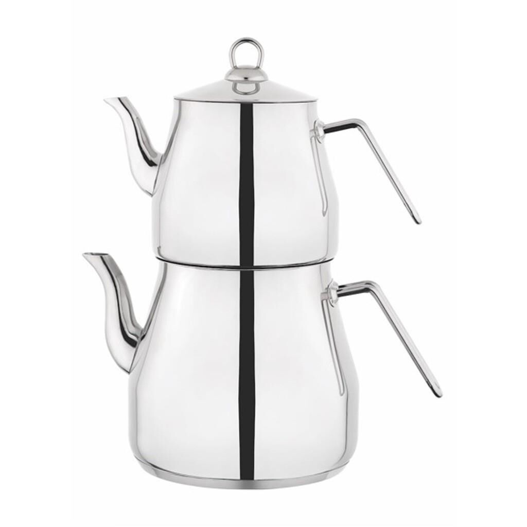 Lines Piramit Paslanmaz Çelik Çaydanlık Takımı Sülale Boy XXL Metal Kulp 3070