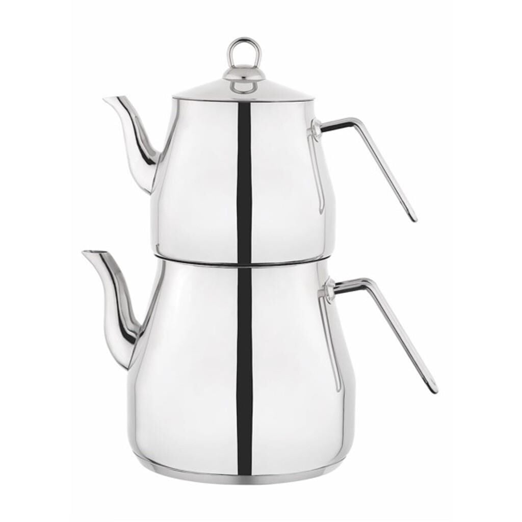 Lines Piramit Paslanmaz Çelik Çaydanlık Takımı Sülale Boy XXL Metal Kulp 3070