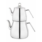 Lines Piramit Paslanmaz Çelik Çaydanlık Takımı Sülale Boy XXL Metal Kulp 3070