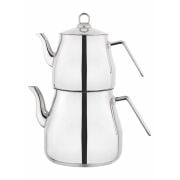 Lines Piramit Paslanmaz Çelik Çaydanlık Takımı Sülale Boy XXL Metal Kulp 3070