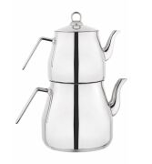 Lines Piramit Paslanmaz Çelik Çaydanlık Takımı Sülale Boy XXL Metal Kulp 3070