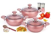 Özkent Granit Güveç Seti 3 Lü 6 Parça Rose Gold K521