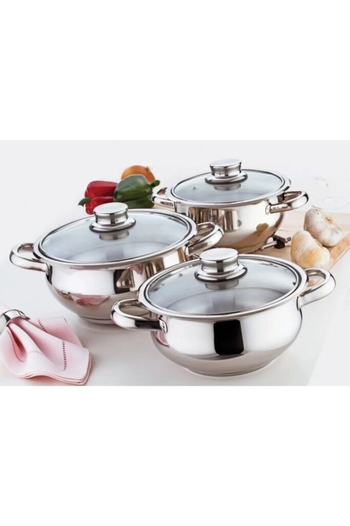 Gülsan Mercan 6 Parça Tencere Seti Çelik Kapak
