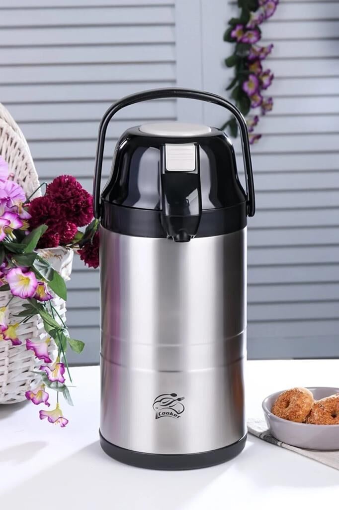 Cooker 2008 3.5 Litre Pompalı Çelik Termos Siyah