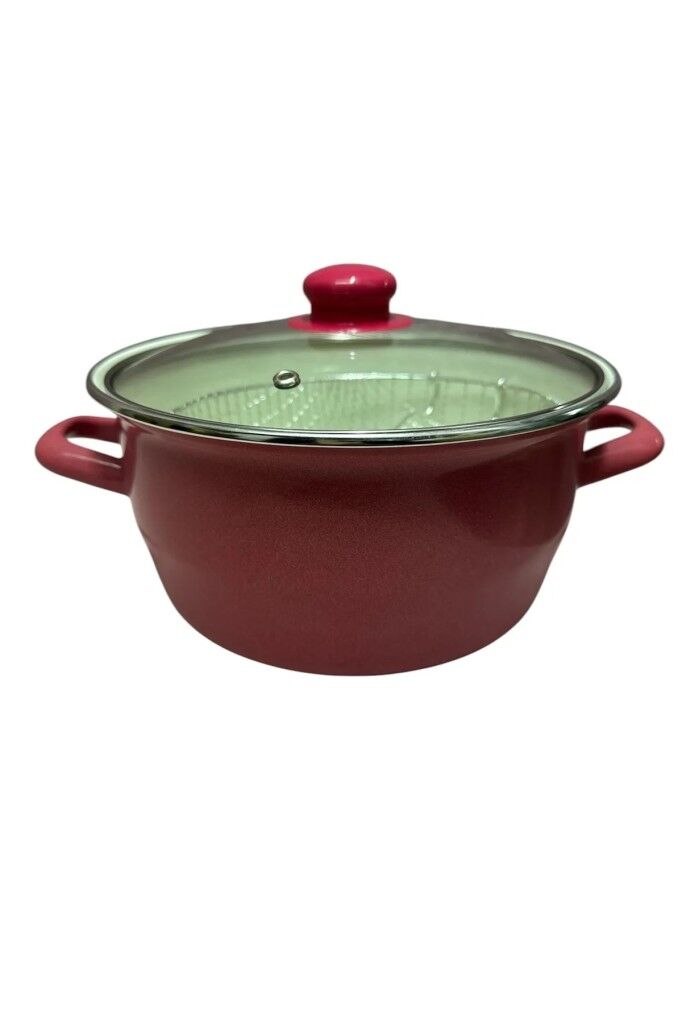 Lüks Emaye Kızartma Tenceresi Fritöz 22cm 3,90 Litre Kırmızı KR179