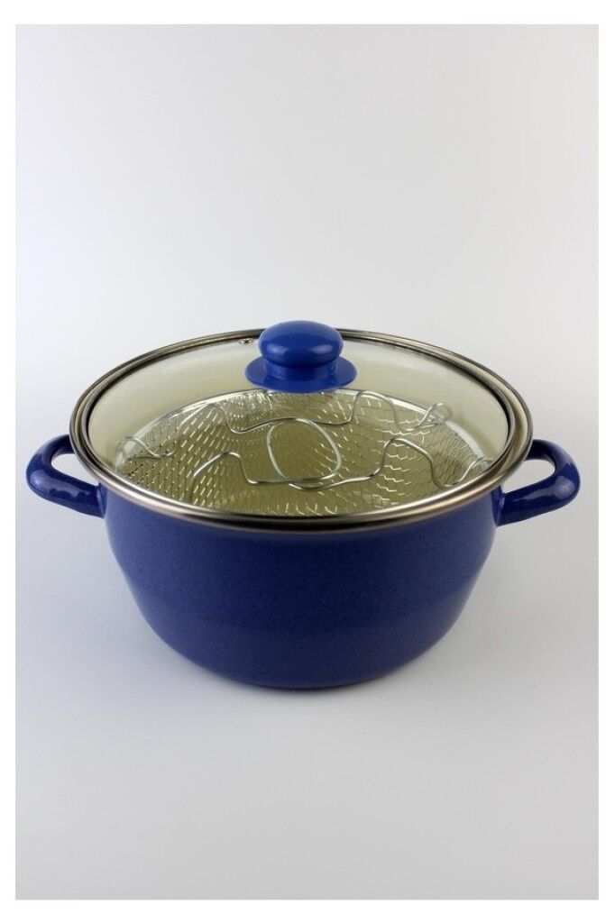 Lüks Emaye Kızartma Tenceresi Fritöz 22cm 3,90 Litre Mavi KR072