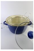 Lüks Emaye Kızartma Tenceresi Fritöz 22cm 3,90 Litre Mavi KR072