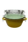 Lüks Emaye Kızartma Tenceresi Fritöz 22cm 3,90 Litre Sarı KR137