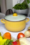 Emaye Derin Bombeli Yoğurt Tenceresi 24 Cm 5 Litre Sarı 137-C