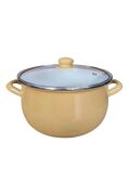 Emaye Derin Bombeli Yoğurt Tenceresi 24 Cm 5 Litre Sarı 137-C