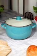 Emaye Derin Bombeli Yoğurt Tenceresi 24 Cm 5 Litre Turkuaz 322-C