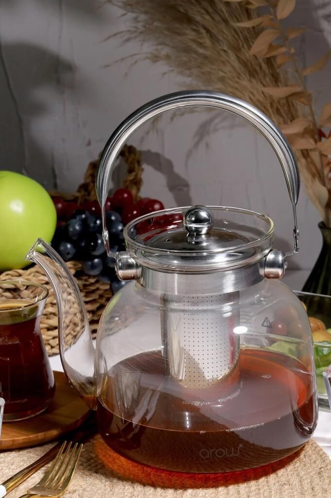 Arow Ateşe Dayanıklı Borosilikat Cam Çaydanlık 1600ml TR-1662