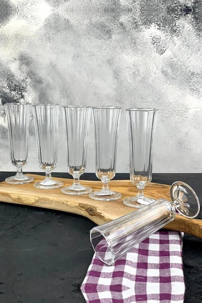 Kapris 6 Lı Ayaklı Kahve Yanı Flüt Bardak KRD-4560