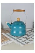 Vintage Ahşap Saplı Emaye Demlik Kettle 2,5Lt Turkuaz KR322-C