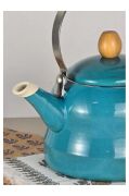 Vintage Ahşap Saplı Emaye Demlik Kettle 2,5Lt Turkuaz KR322-C