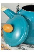 Vintage Ahşap Saplı Emaye Demlik Kettle 2,5Lt Turkuaz KR322-C
