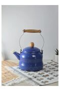 Vintage Ahşap Saplı Emaye Demlik Kettle 2,5Lt Mavi KR072-C