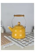 Vintage Ahşap Saplı Emaye Demlik Kettle 2,5Lt Sarı KR137-C