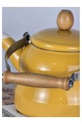 Vintage Ahşap Saplı Emaye Demlik Kettle 2,5Lt Sarı KR137-C