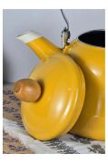 Vintage Ahşap Saplı Emaye Demlik Kettle 2,5Lt Sarı KR137-C
