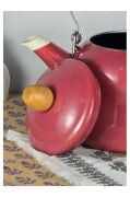 Vintage Ahşap Saplı Emaye Demlik Kettle 2,5Lt Kırmızı KR179-C
