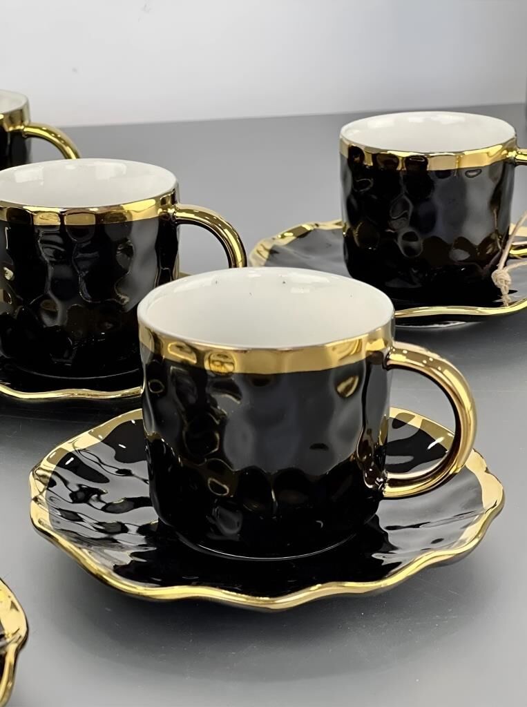 Arow Porselen Kahve Takımı Siyah TR-2944