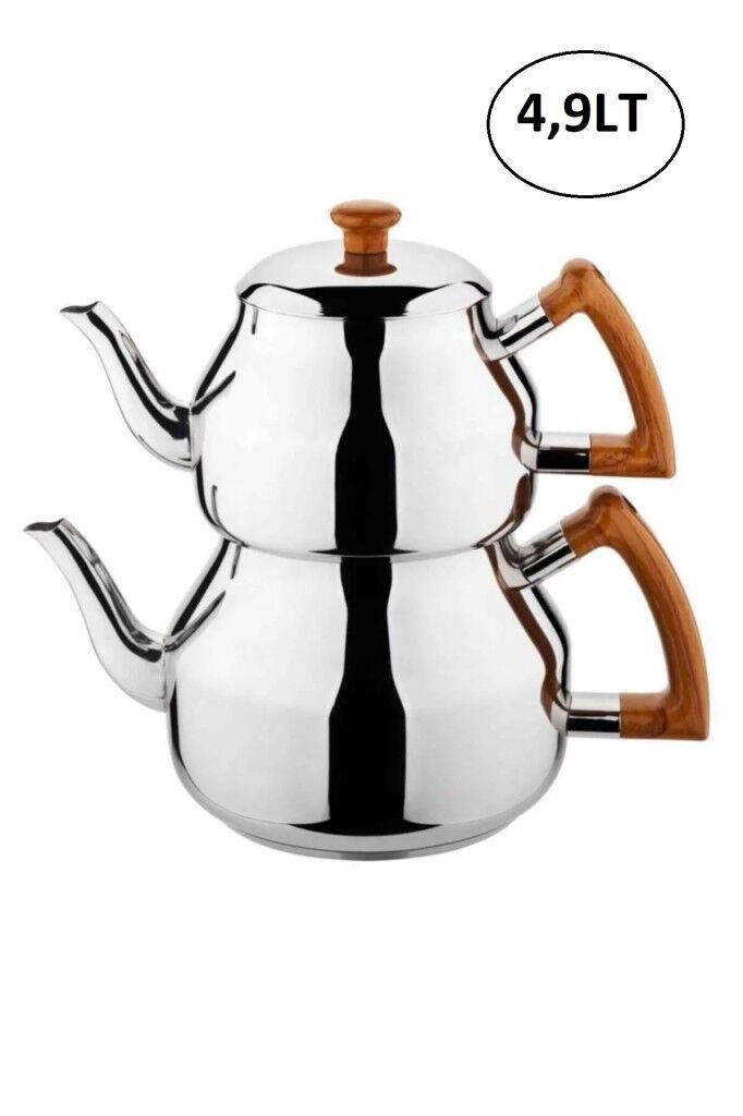 Özkent Marmaris Mega Boy Ahşap 4,9 Lt Paslanmaz Çelik Çaydanlık K318.03