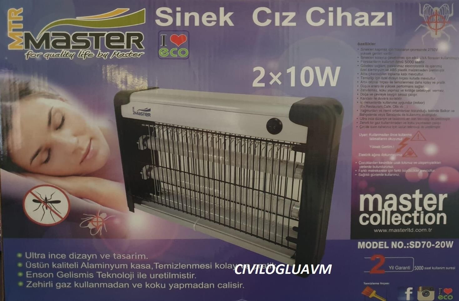 Master Sinek Cız Cihazı Sinek Öldürücü 2x10w 20 w