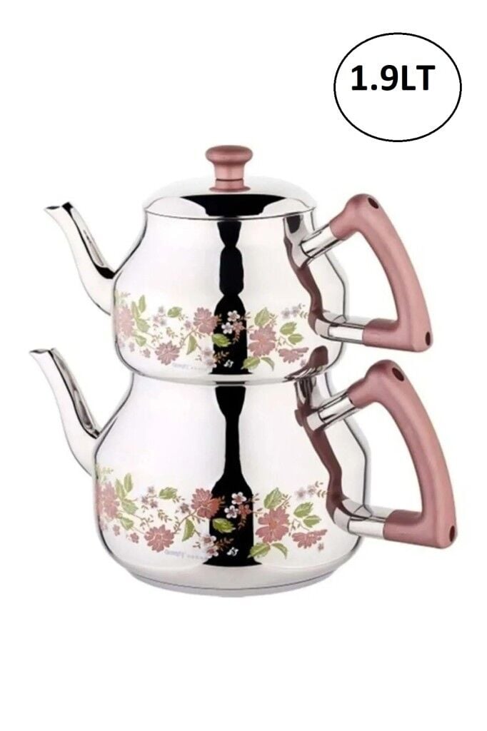 Özkent Marmaris Mini Boy 1,9 Lt Desenli Paslanmaz Çelik Çaydanlık Rosegold K314