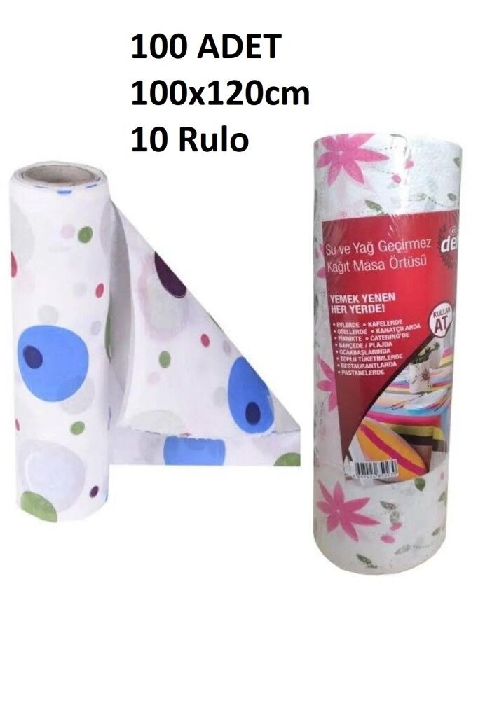 Kapris 100x120cm Kullan At Masa Örtüsü 12 Metre 100 Adet(10 Rulo) Ekonomik Set