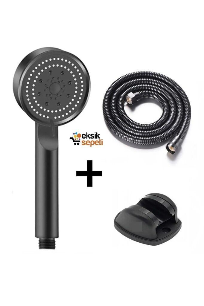 Kapris 5 Fonksiyonlu Siyah Vakumlu 3'lü Duş Seti KYK1008