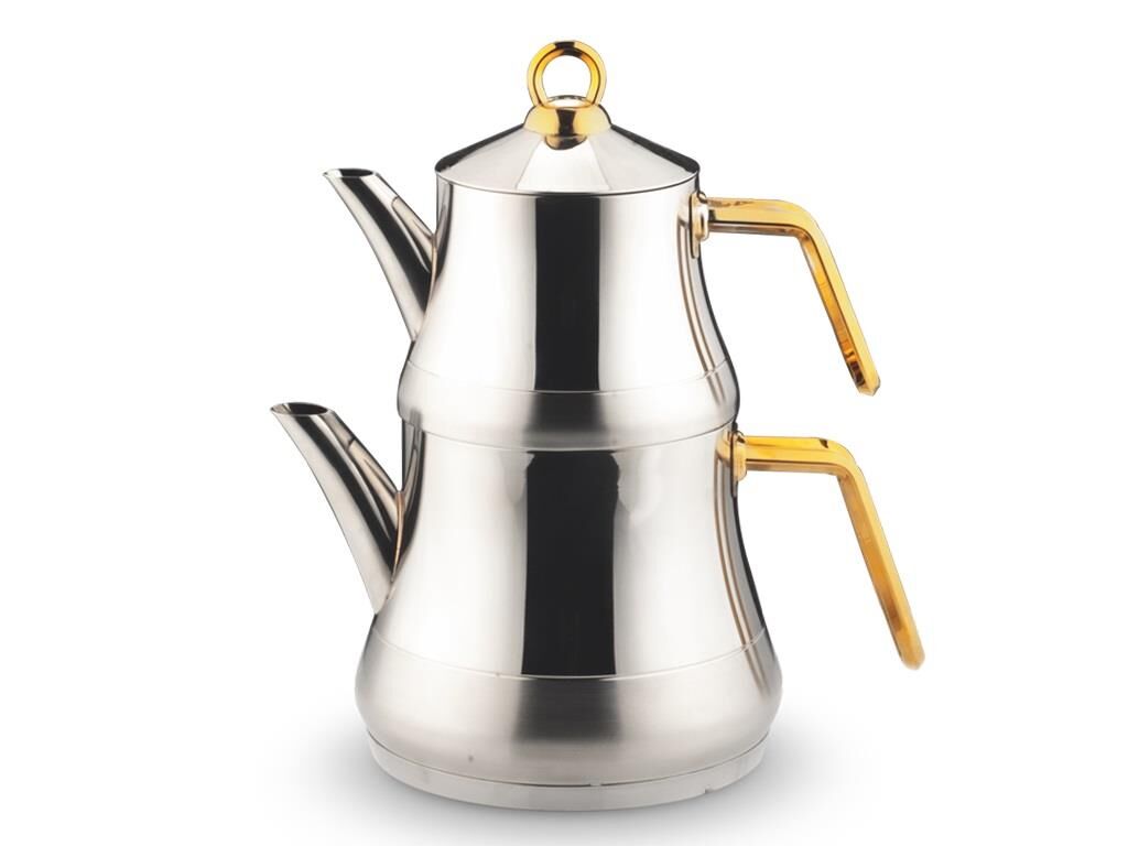 Lines Naz Çelik Çaydanlık Takımı ALTIN kulp (Mini Boy)