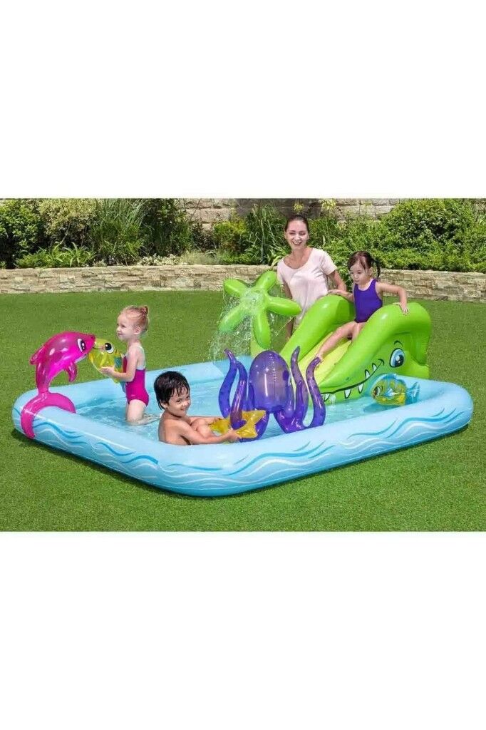 Bestway 53052 Fantastik Akvaryum Kaydıraklı Oyun Havuzu 2.39m X 2.06m X 86cm