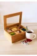 Kapris Bambu Organizer Kutu Takı Aksesuar Çay Kutusu 6 Bölmeli PBT312