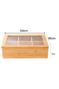 Kapris Bambu Organizer Kutu Takı Aksesuar Çay Kutusu 6 Bölmeli PBT312