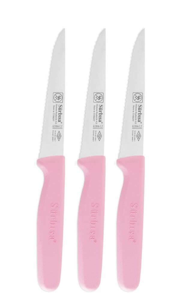 Sürbısa 3 Adet Sebze & Meyve Bıçağı Lazer Bilemeli Pembe 61004 LZ