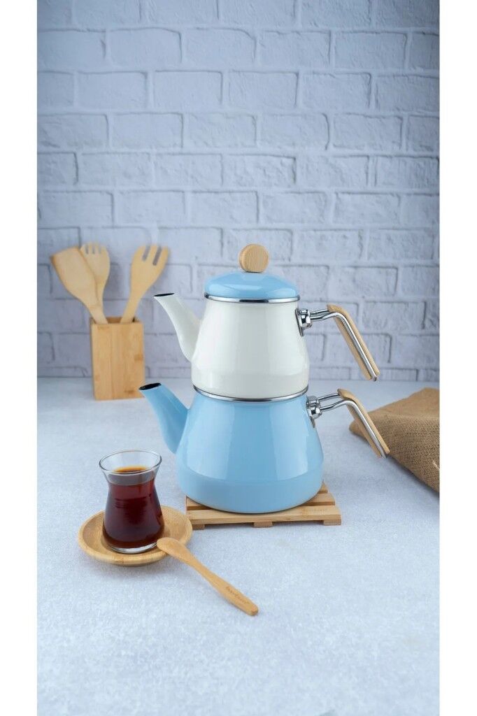 Bambum Lumino Bambu Kulplu Çaydanlık Takımı Mavi