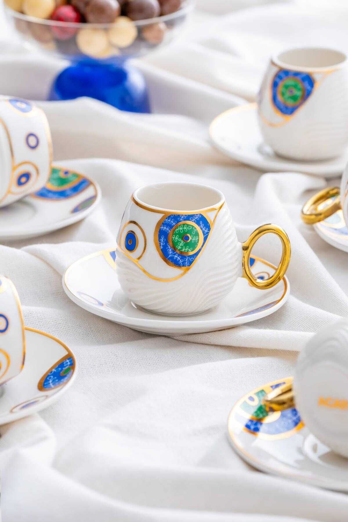 Acar Jupiter 6 Kişilik Porselen Kahve Fincanı Takımı - 90 ml 06011