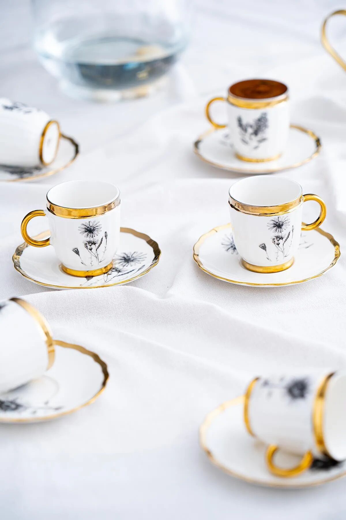 Acar Melody 6 Kişilik Porselen Kahve Fincanı Takımı 90 ml 5142 Gold Model-1