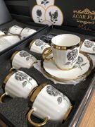 Acar Melody 6 Kişilik Porselen Kahve Fincanı Takımı 90 ml 5142 Gold Model-4