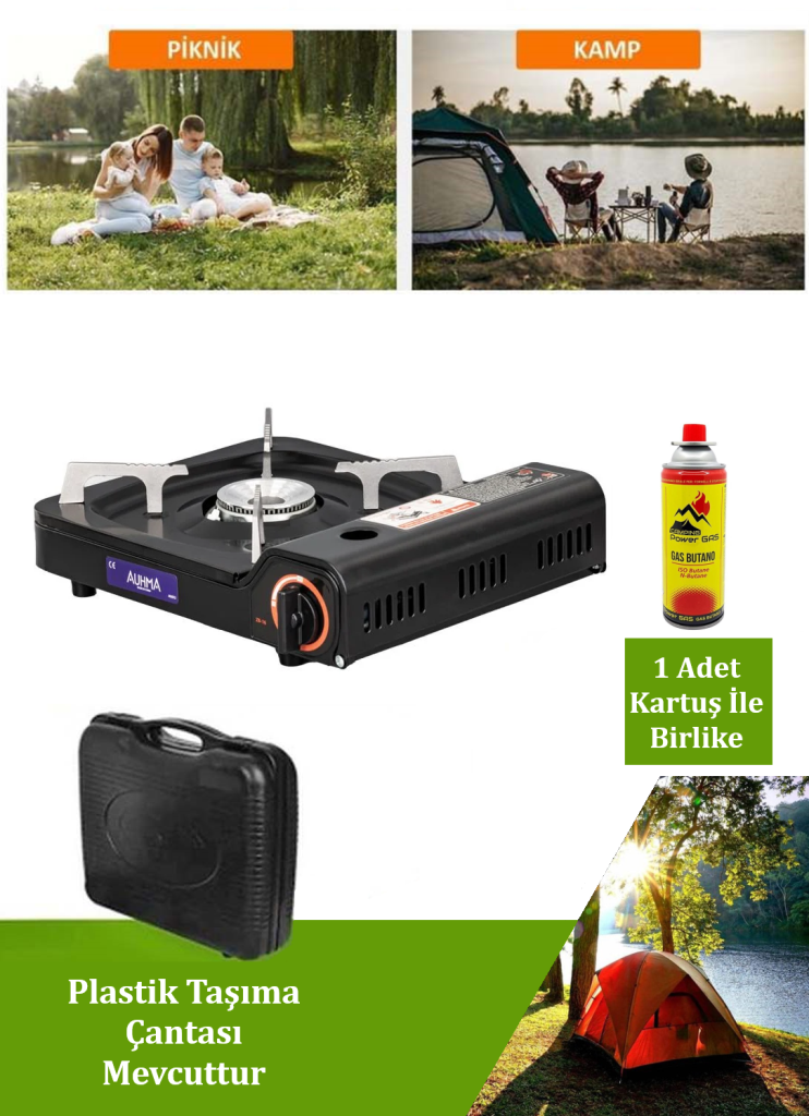 Tekli Portatif Ocak Kamp Ocağı + Kamp Gazı 227g 1 Adet