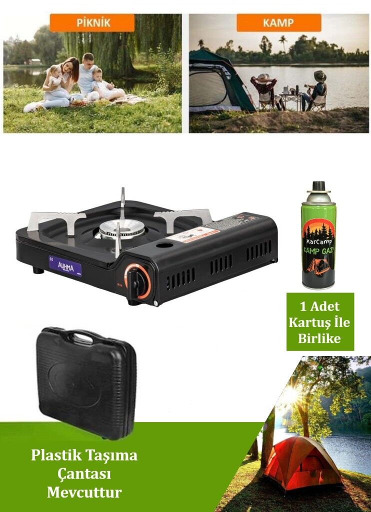 Tekli Portatif Ocak Kamp Ocağı + Kamp Gazı 227g 1 Adet