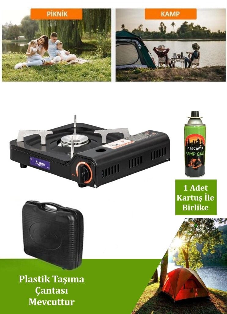 Tekli Portatif Ocak Kamp Ocağı + Kamp Gazı 227g 1 Adet