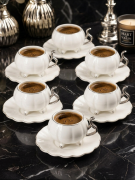 Acar Britton 6 lı Porselen Kahve Fincan Takımı Silver 90 ml 09411