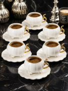 Acar Britton 6 lı Porselen Kahve Fincan Takımı Gold 90 ml 09411