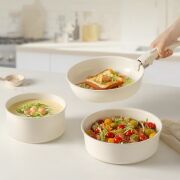 Kapris Beta 15 Parça Seramik Döküm Tencere Tava Seti Beige