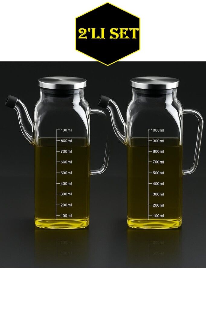 Joe 2'li Metal Kapaklı Borosilikat Cam Yağlık 1000 ml TR4389