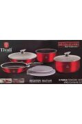 Tivoli İndüksiyon Taban 9 Parça Tencere Seti Metalik Kırmızı TVL12001