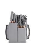 19 Parça Standlı Mutfak Servis Takımı Bıçak Seti Gri