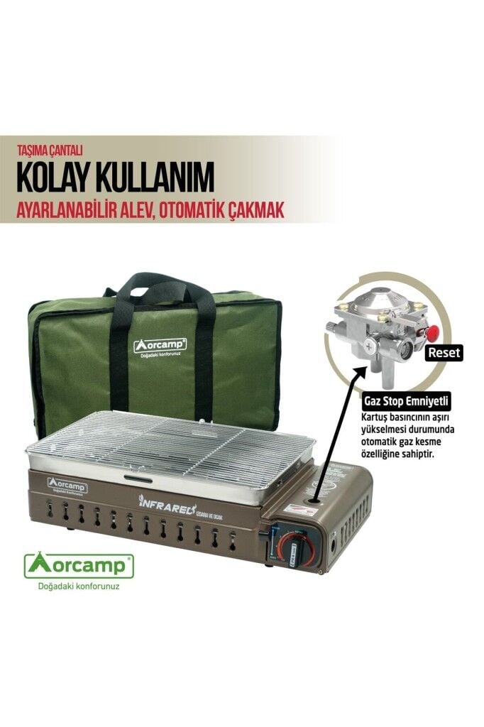 Orcamp Portatif Dumansız Izgara Kamp Ocağı Kahverengi CK-507